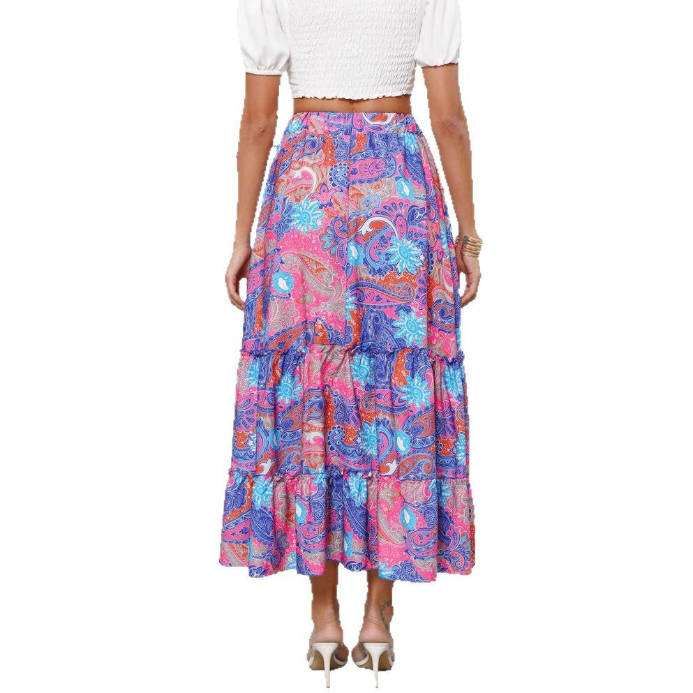 Maxi skirt for women with shelf design and drawstring belt Lune London