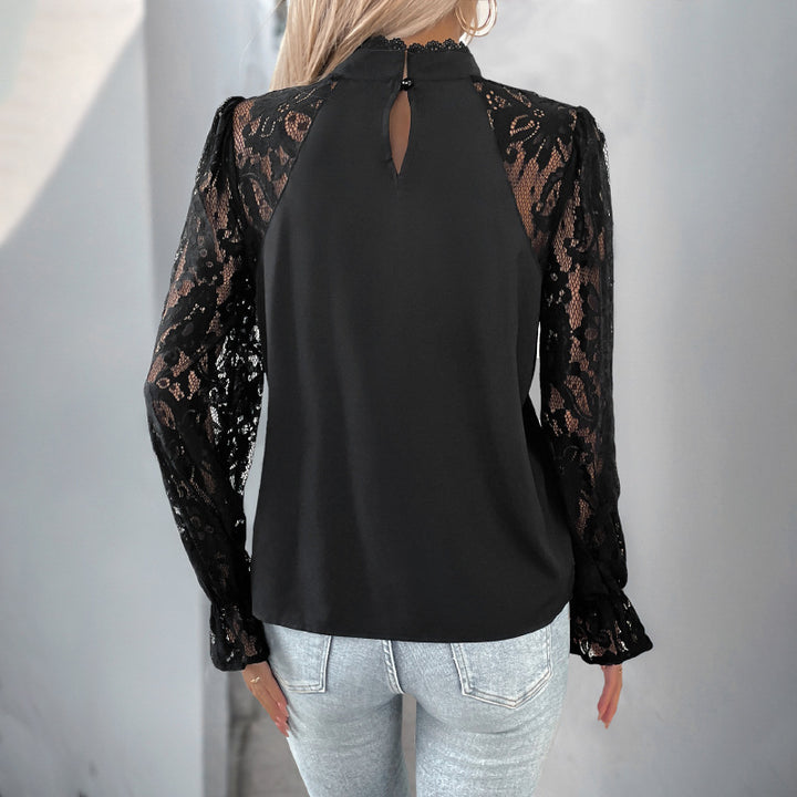 Elegant blouse with lace sleeves for women Lune London