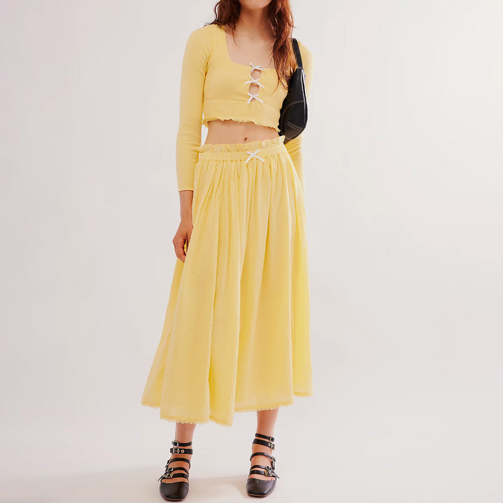 Ladies two-piece with casual crop top and voluminous skirt Lune London