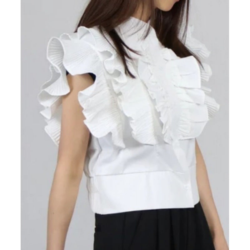 Ruffled top for women with puff sleeves Lune London