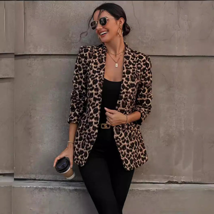 Women's Stylish Blazer In Leopard Design with Slim Fit Lune London