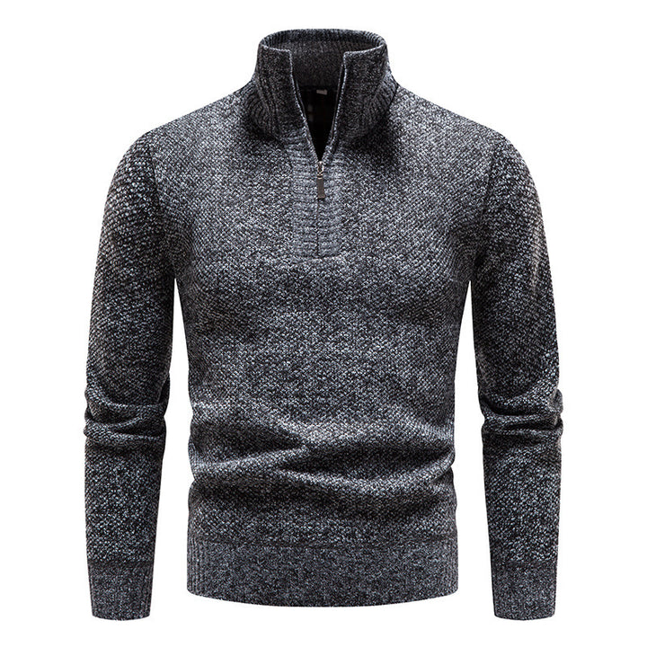 Sporty knit sweater for men with half-zip and textured design Lune London