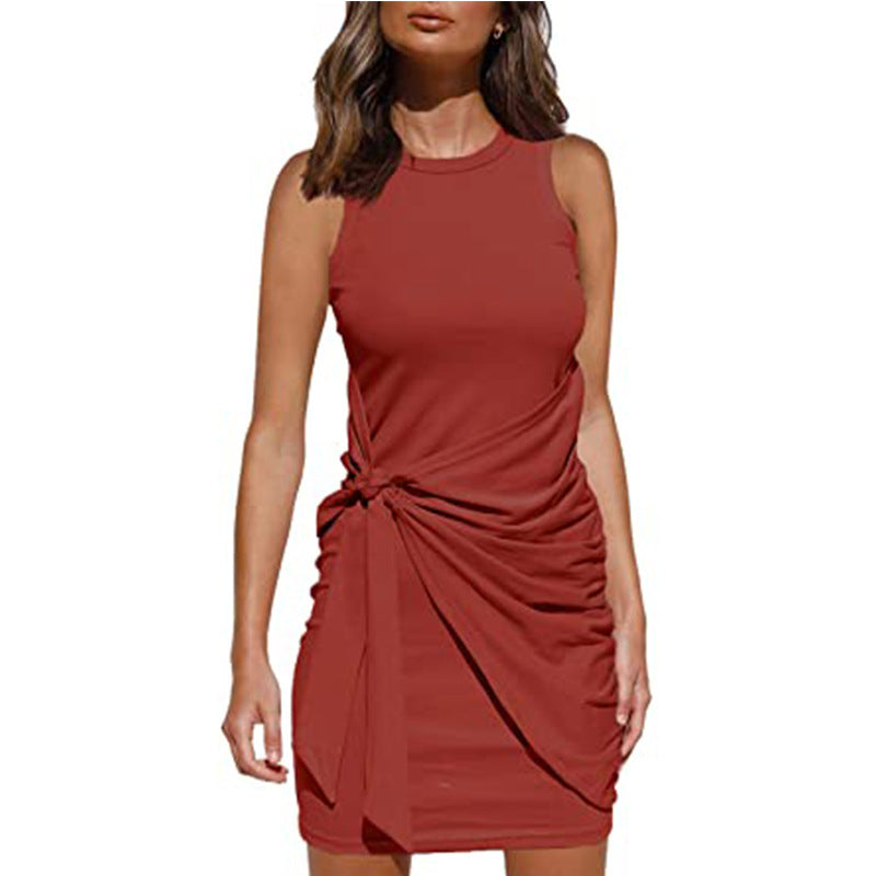 Chic and Stylish Draped Twisted Sleeveless Mini Dress