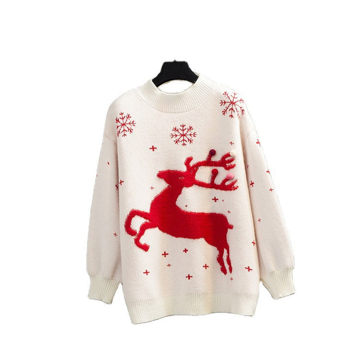 Women's Christmas sweater with festive reindeer pattern and comfortable round neck Lune London