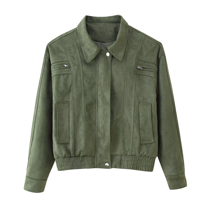 Elegant suede jacket for women with practical pockets Lune London