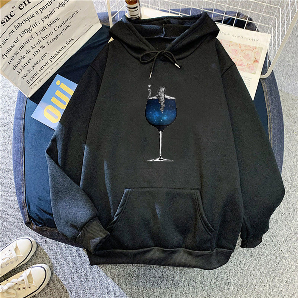 Women's hoodie with creative cocktail design Chic & Stil