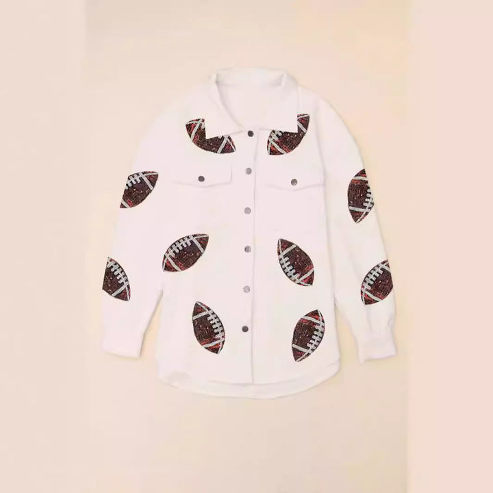 Oversized women's jacket with football design and practical pockets Lune London