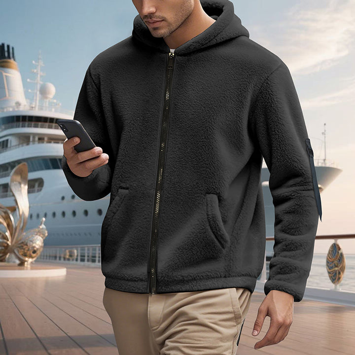 Men's fleece sweatshirt with shiny zipper and practical pockets Lune London