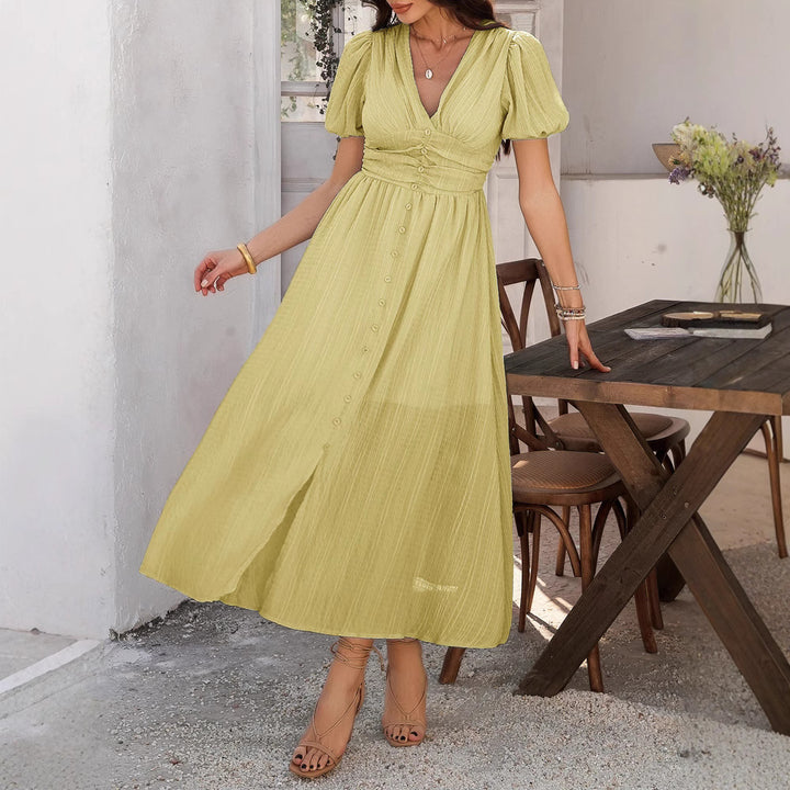 Elegant maxi dress with buttons for women Lune London