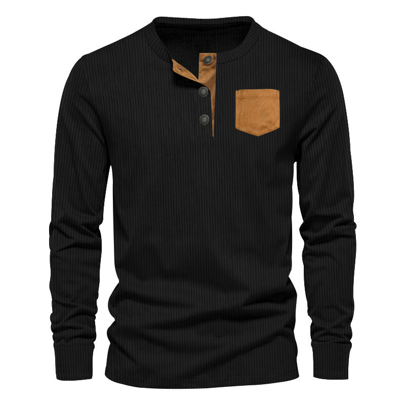 Men's long sleeve shirt with ribbed structure and comfortable high collar Lune London