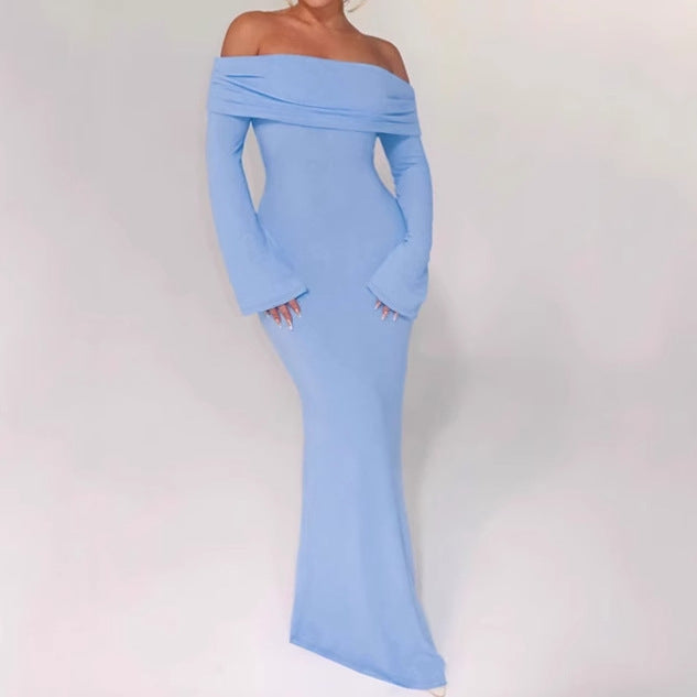 Maxi off-shoulder dress for women with creative cut-out details and a fitted design Chic and Style