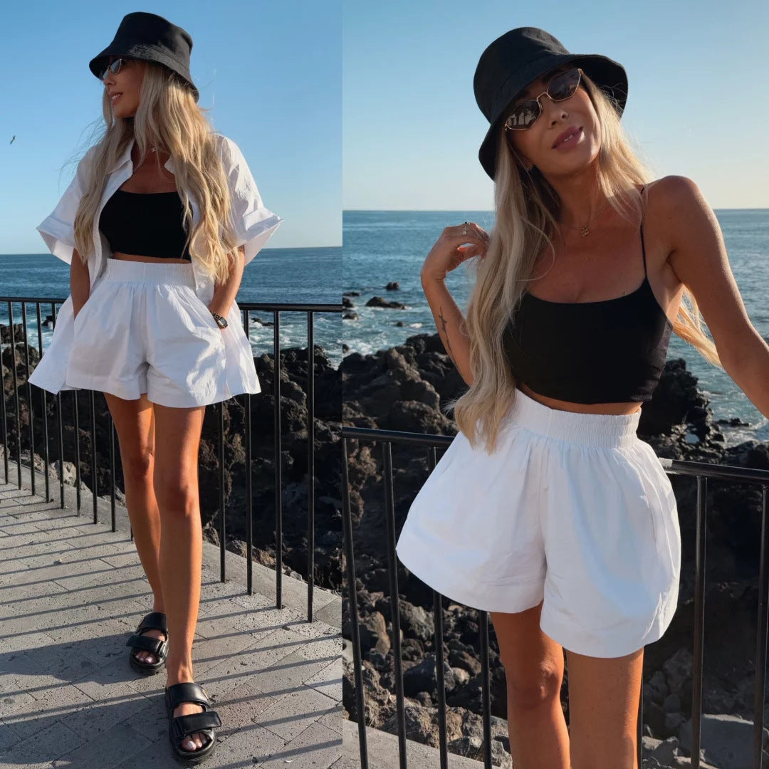 Casual short sleeve blouse and shorts set for women Lune London