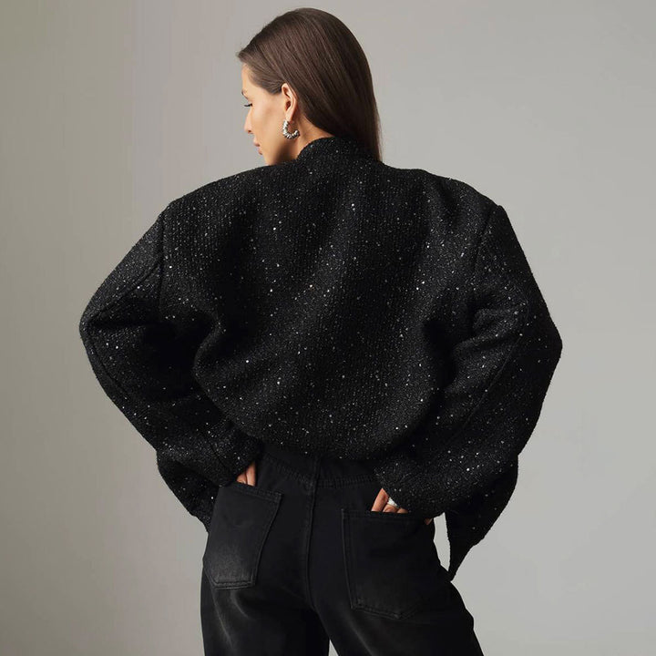 Shimmering fabric jacket for women with short sleeves Lune London