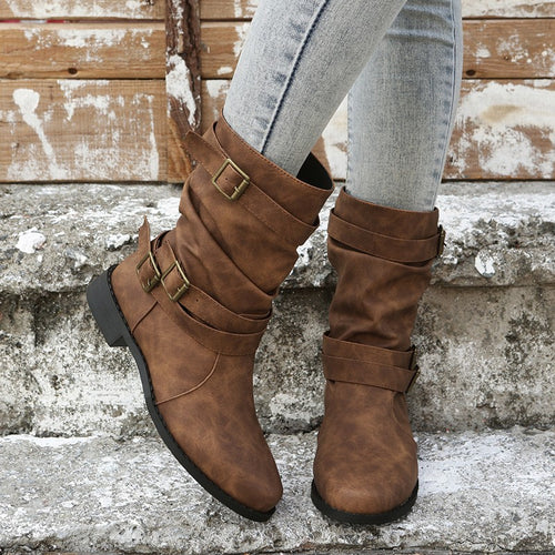 Fashionable ankle boots for women with elegant buckles and a refined pleated design Lune London