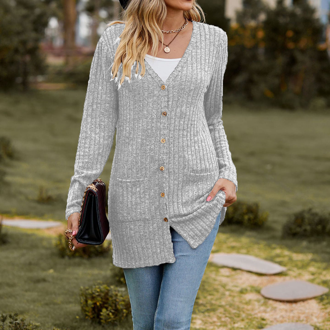 Ladies' cardigan with button placket and practical pockets Lune London