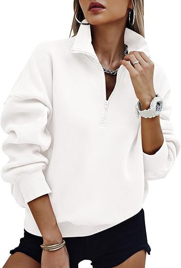 Hooded sweatshirt for women with short zip and offset shoulders Lune London