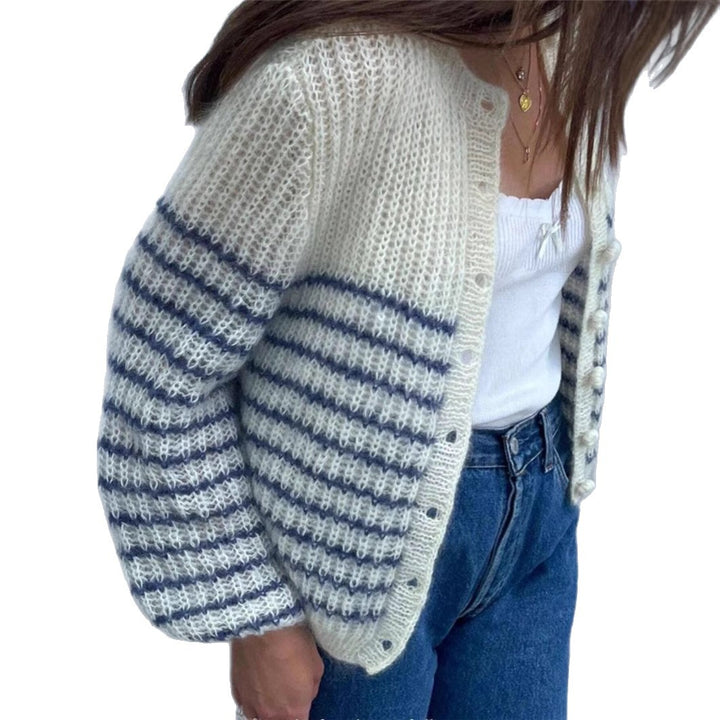 Ladies' striped knit jacket with modern pattern and relaxed fit Lune London