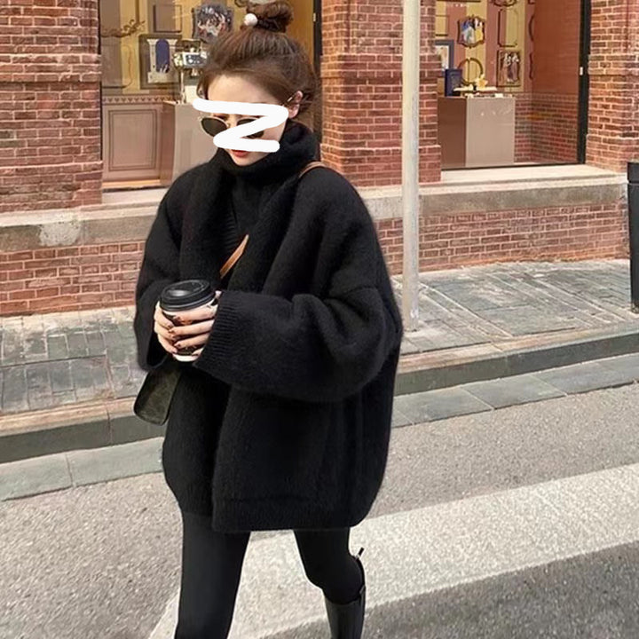 Cardigan surdimensionné pour femmes en tricot avec poches profondes et détails texturés Chic & Stil