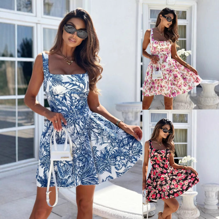 Ladies Flowers A-Line Mini Dress Lune London