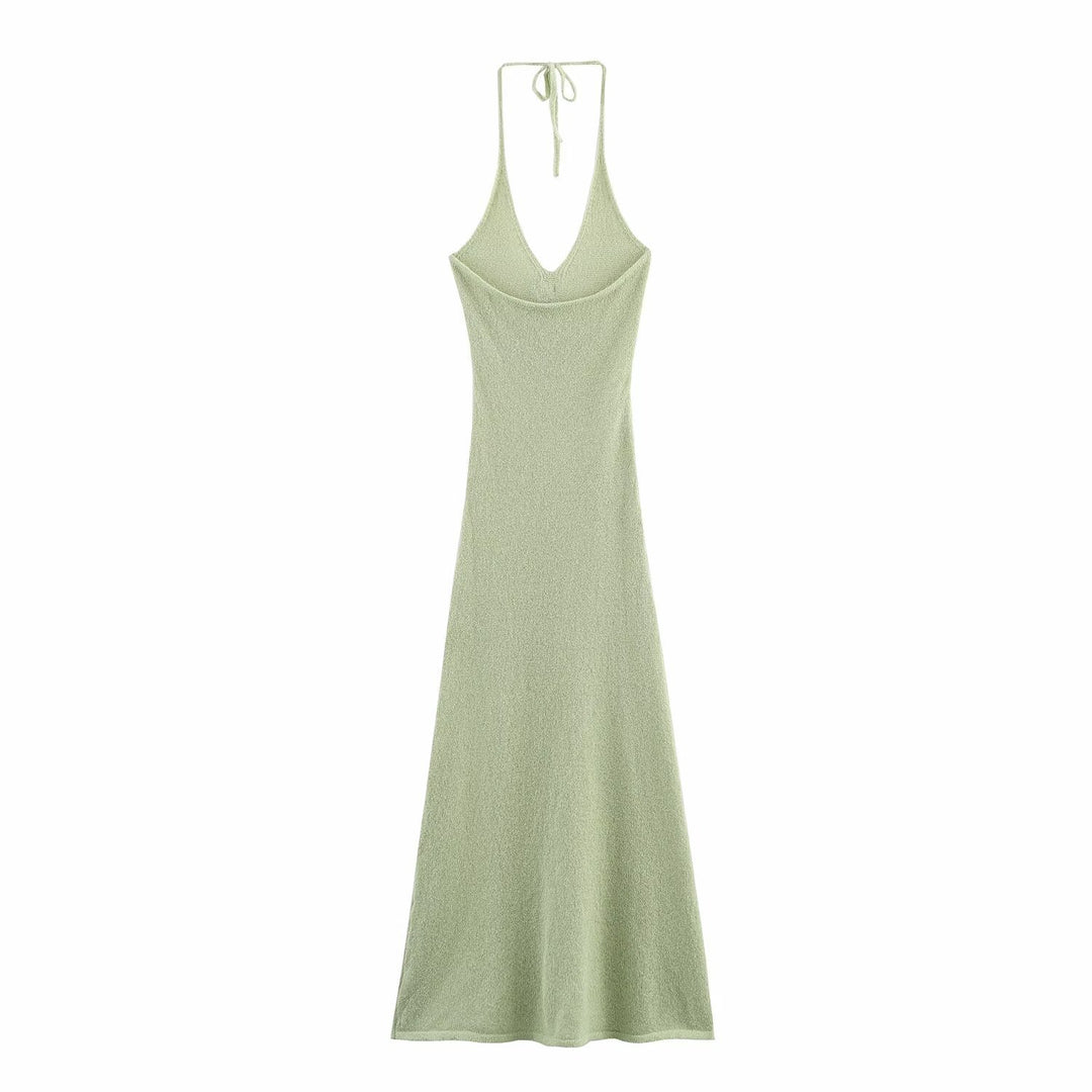 Maxi dress for women with floral accent and V-neck bottom Lune London