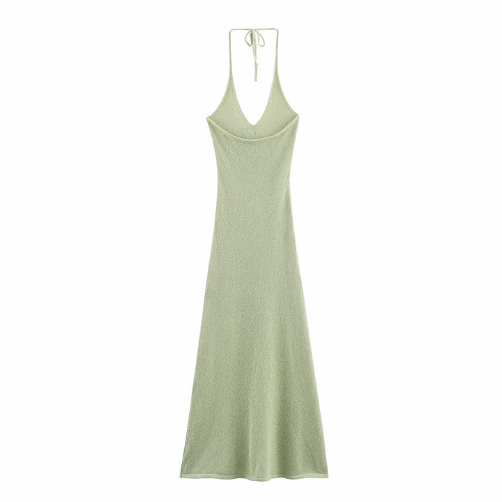 Maxi dress for women with floral accent and V-neck bottom Lune London
