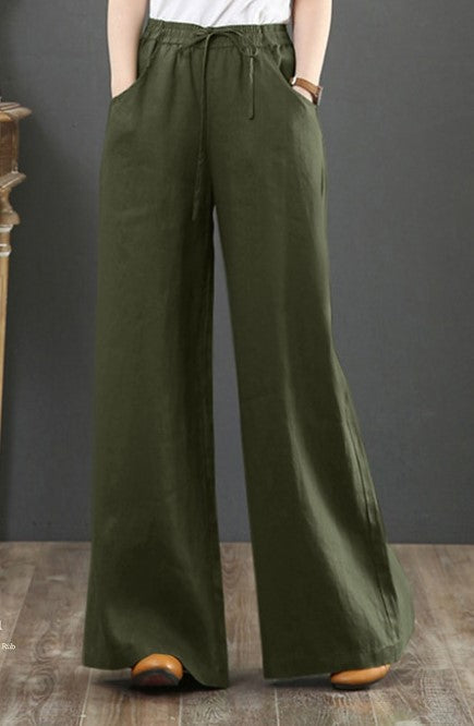 Wide linen trousers for women with elastic waistband Lune London