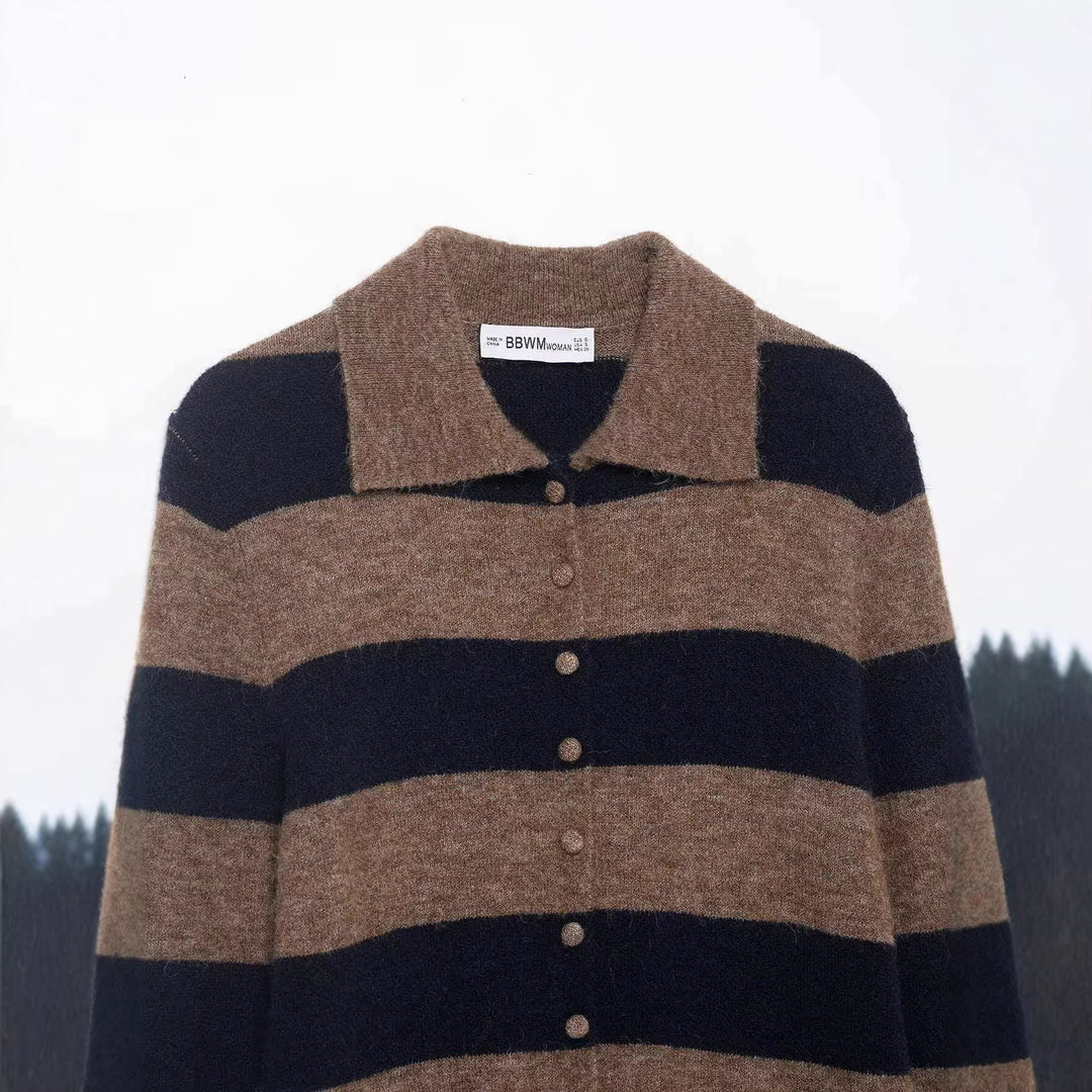 Cardigan Élégant pour Femme avec Design Rayé et Détails de Boutons Chic & Stil