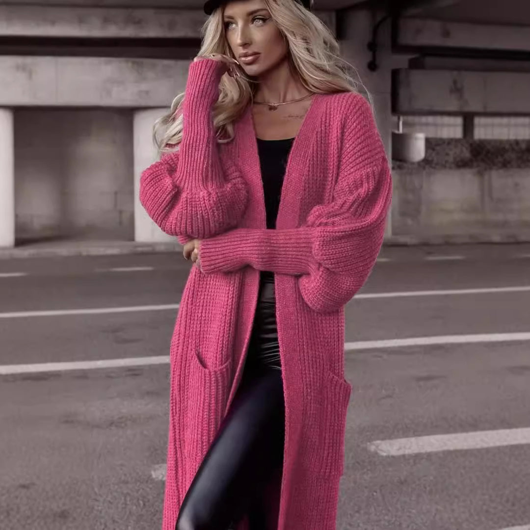 Chunky knit cardigan for women with deep pockets and relaxed oversized fit Lune London