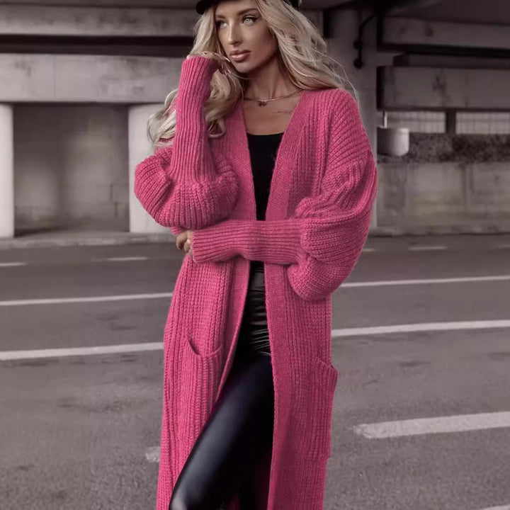 Chunky knit cardigan for women with deep pockets and relaxed oversized fit Lune London