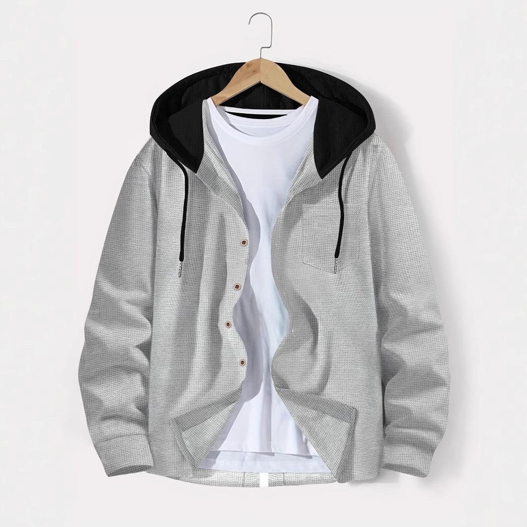 Men's versatile hoodie t-shirt with textured surface and practical chest pocket Lune London