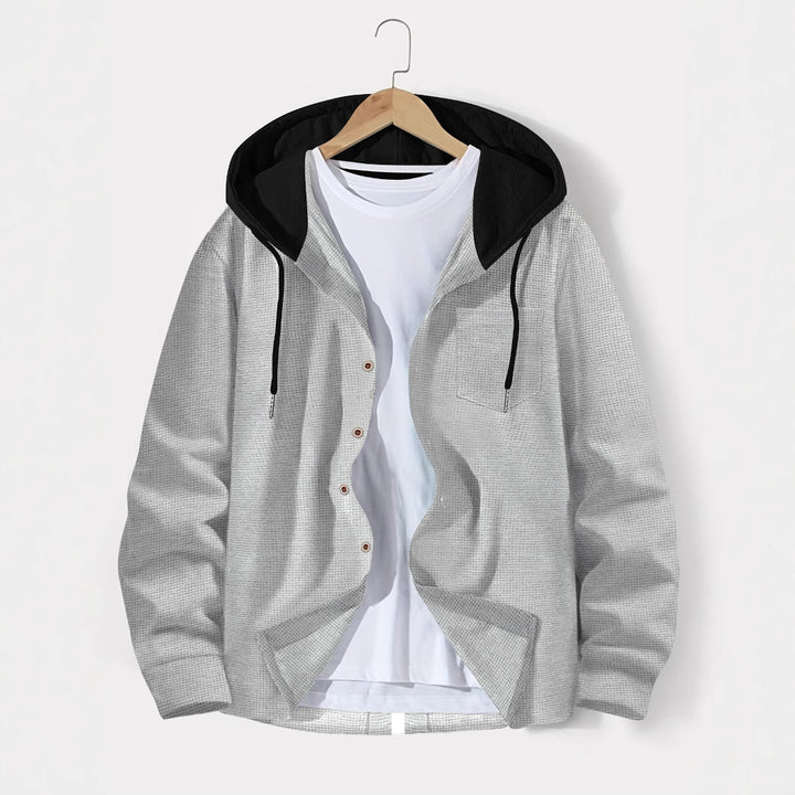 Men's versatile hoodie t-shirt with textured surface and practical chest pocket Lune London