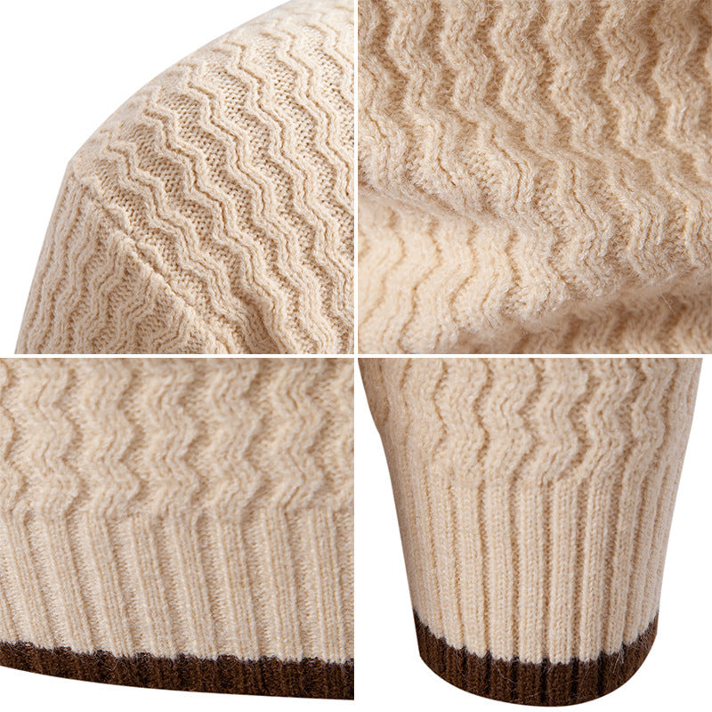 Men's knitted sweater with high collar and textured cable pattern Lune London