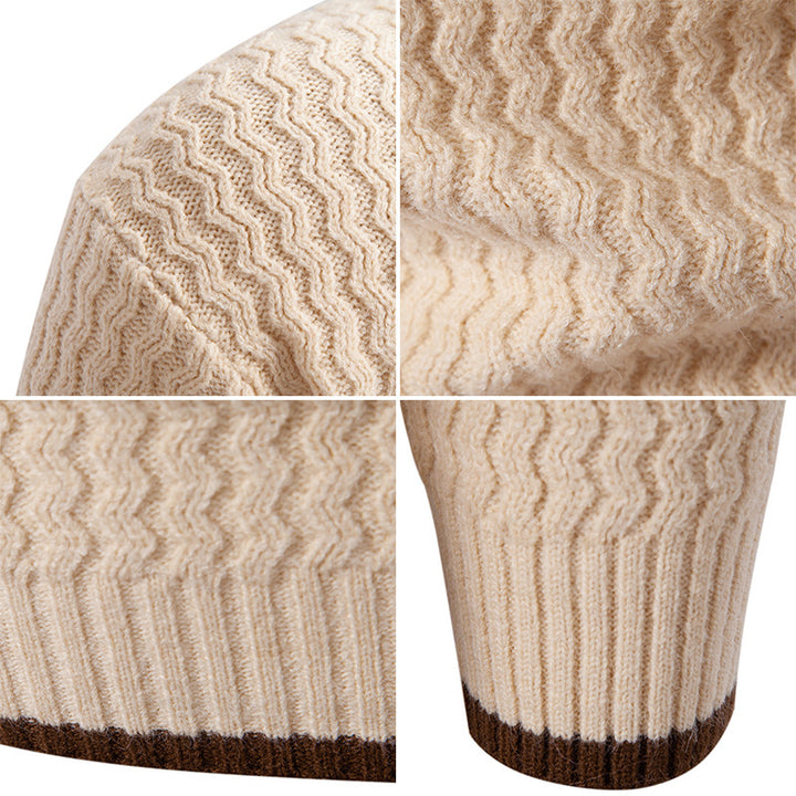 Men's knitted sweater with high collar and textured cable pattern Lune London