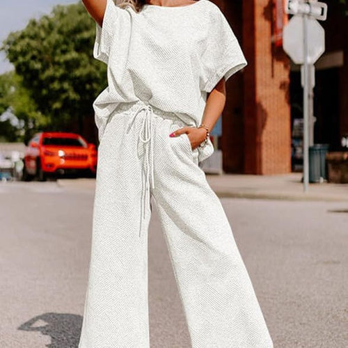 Casual jumpsuit set for ladies in soft material with elastic waist and wide legs Lune London