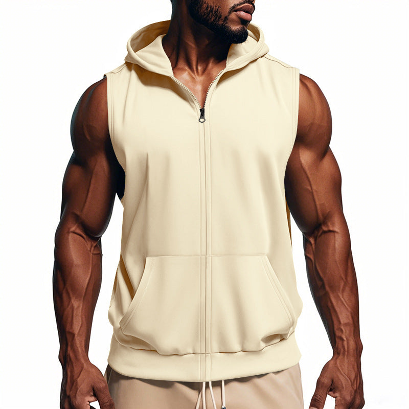 Hooded vest for men with practical pockets and full zip Lune London