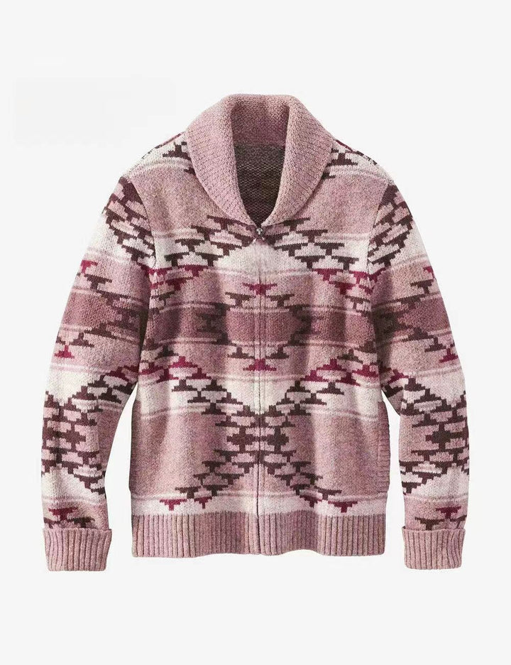 Ladies comfortable vest with high collar and geometric pattern Lune London