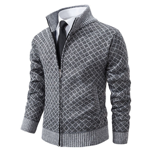Zip jacket for men with modern diamond pattern Lune London