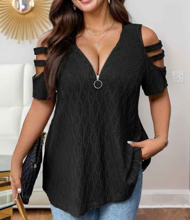 Half-sleeve zip t-shirt for women Lune London
