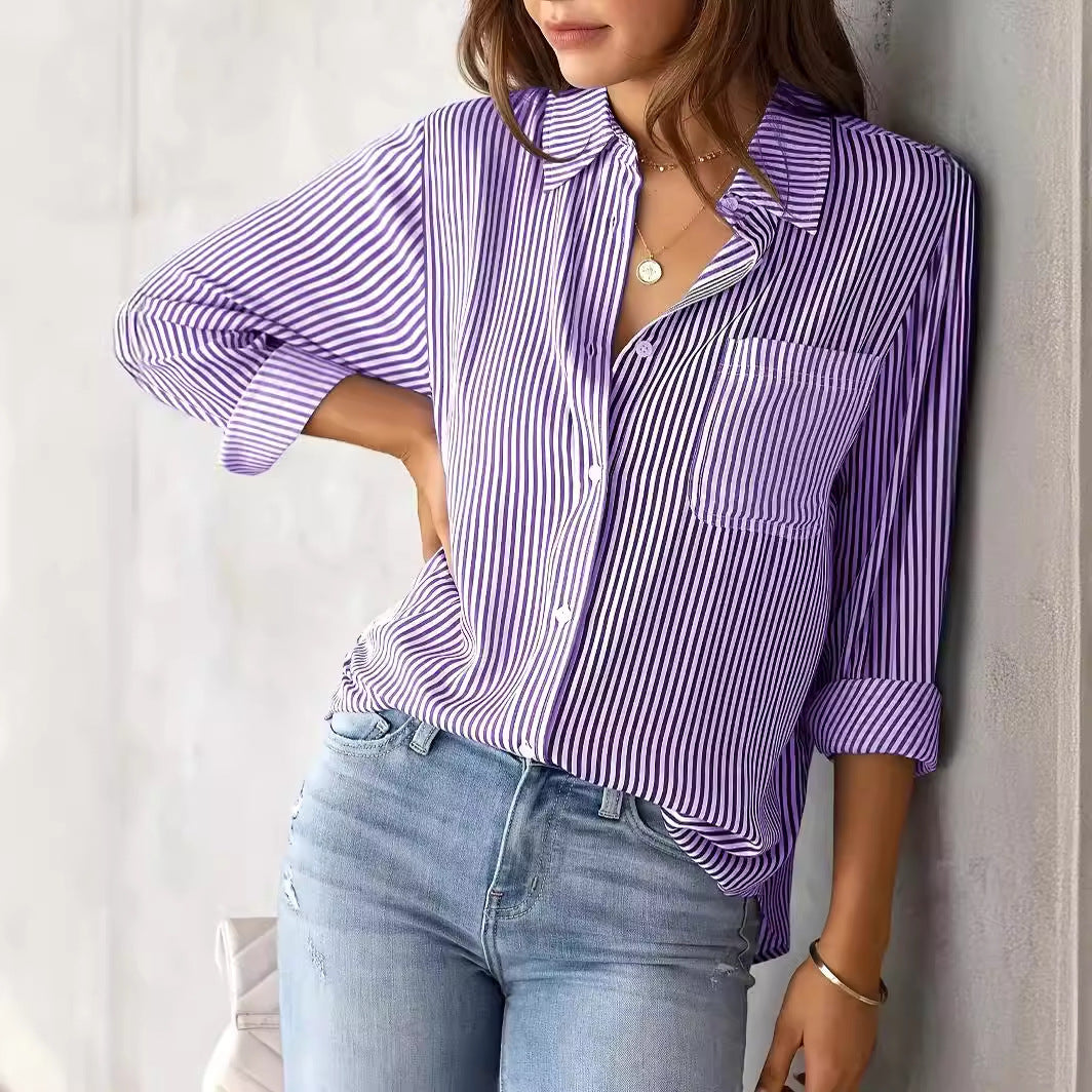 Women's Checked Shirt with Casual Cut and Applied Chest Pocket Lune London