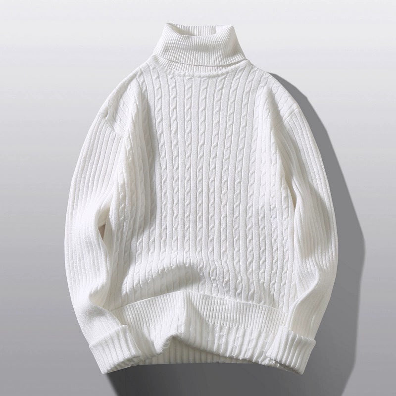 Women's knitted sweater with high collar and ribbed pattern Lune London