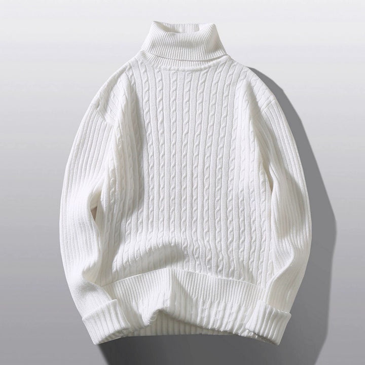 Women's knitted sweater with high collar and ribbed pattern Lune London