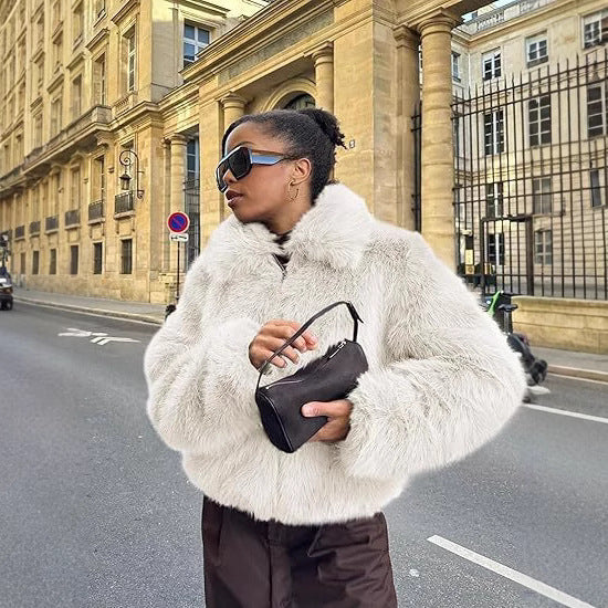 Ladies Designer Faux Fur Jacket Lune London