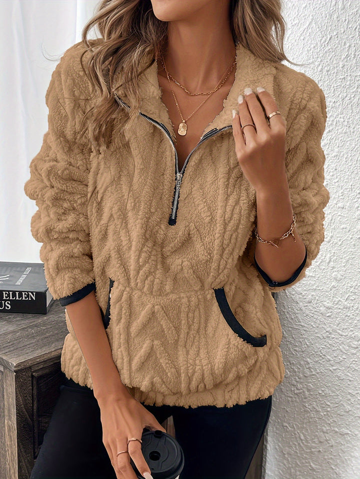 Ladies soft and comfortable fleece sweater with half-zip Lune London