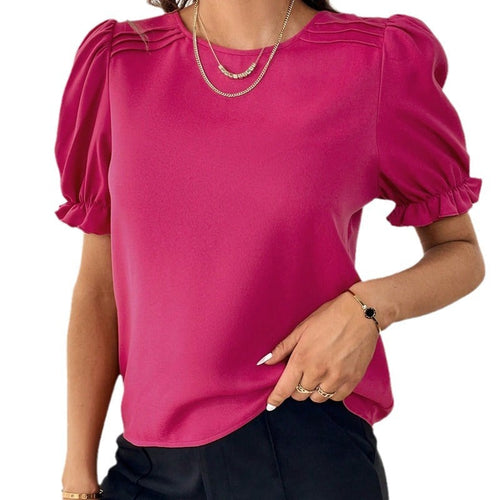 Lune London | Pure-Color-Round-Neck-Shirt-Top with Temperament