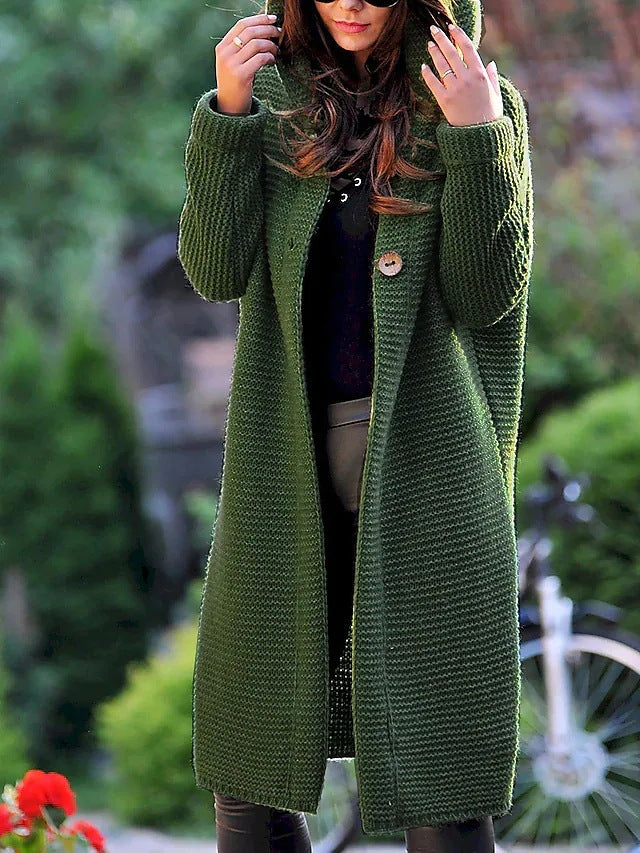 Women long knitted cardigan with hood Lune London