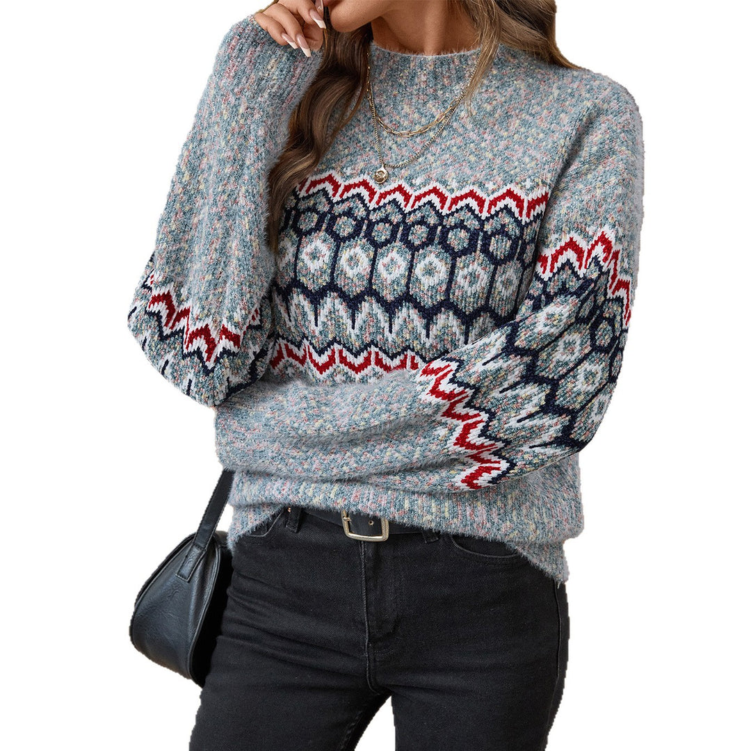 Sweater knitted for women with geometric pattern and loose fit Lune London