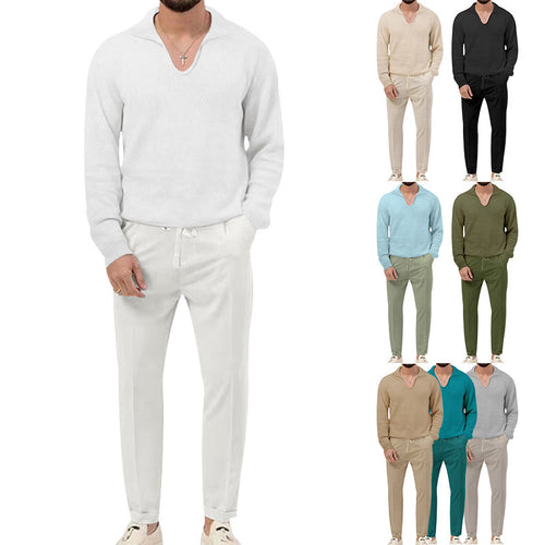 Comfortable pullover for men with V-neck and elegant pants combination Lune London