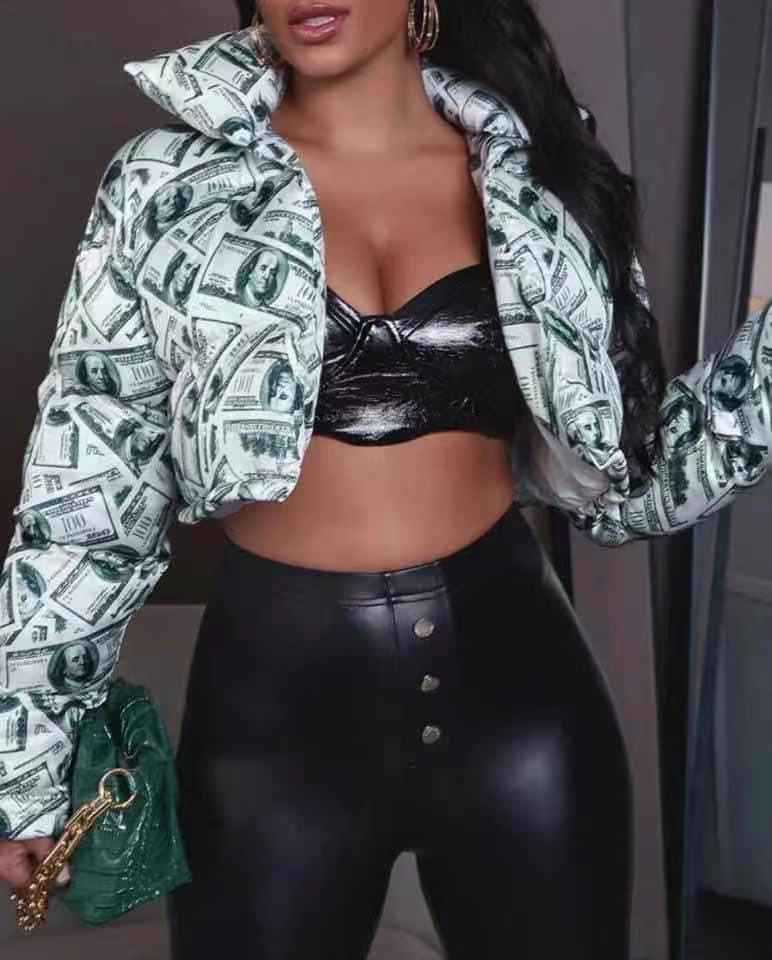 Trendy cropped quilted jacket for women with Dollar Lune London design