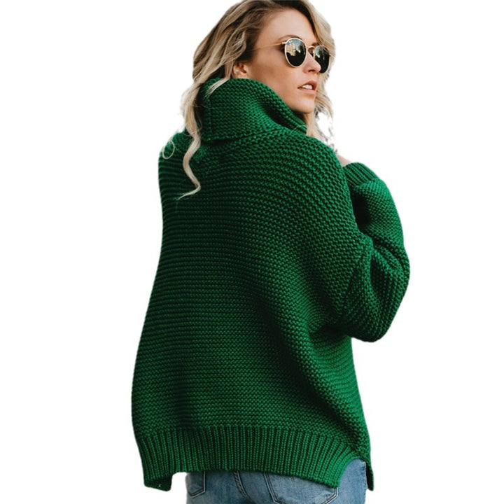 Chunky knit pullover for women with high collar and relaxed silhouette Lune London