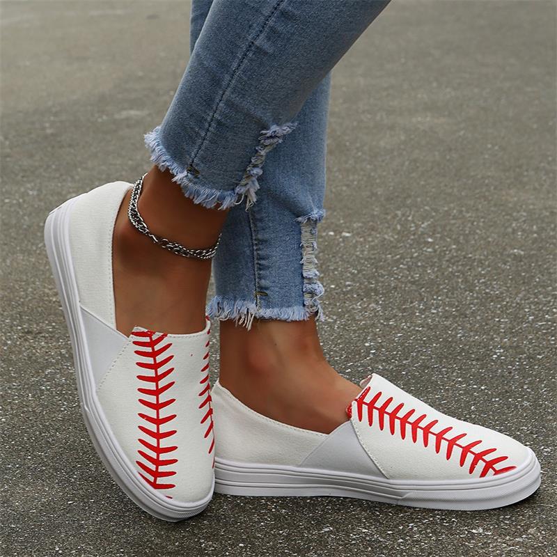 Casual slip-on sneakers for women with sporty baseball design Lune London